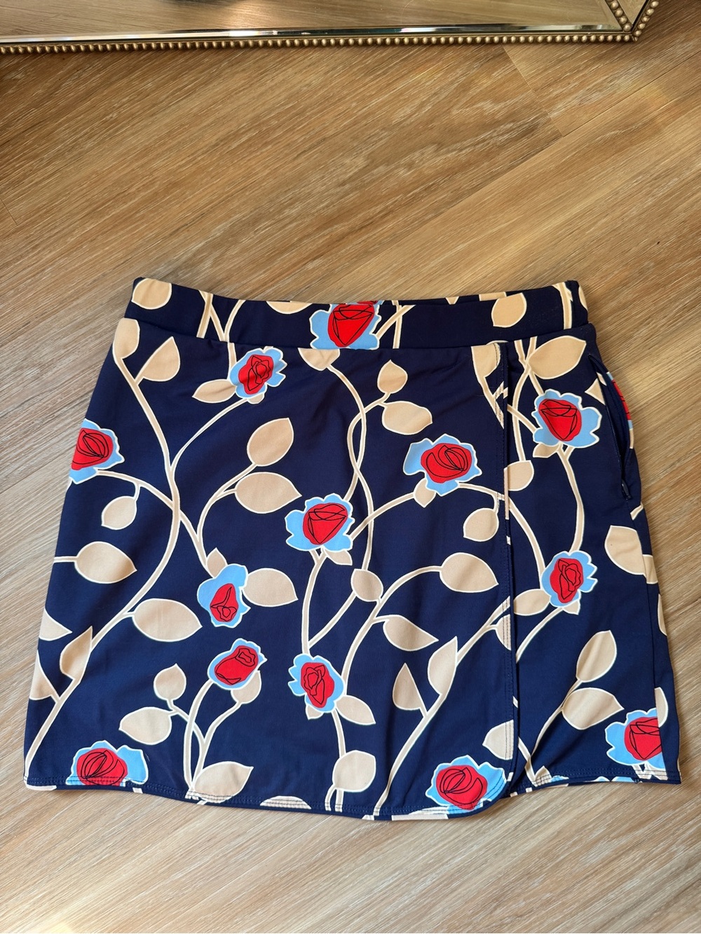J.McLaughlin Palisades Skort Small Navy Floral Rose Print Stretch Pull On golf